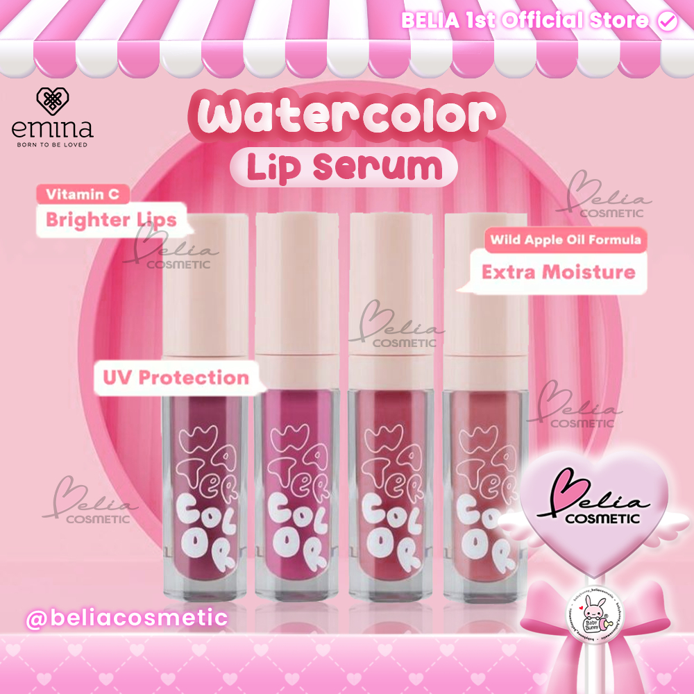 ❤ BELIA ❤ EMINA Watercolor Lip Serum - Serum Bibir Tinted Mencerahkan dalam 7 Hari