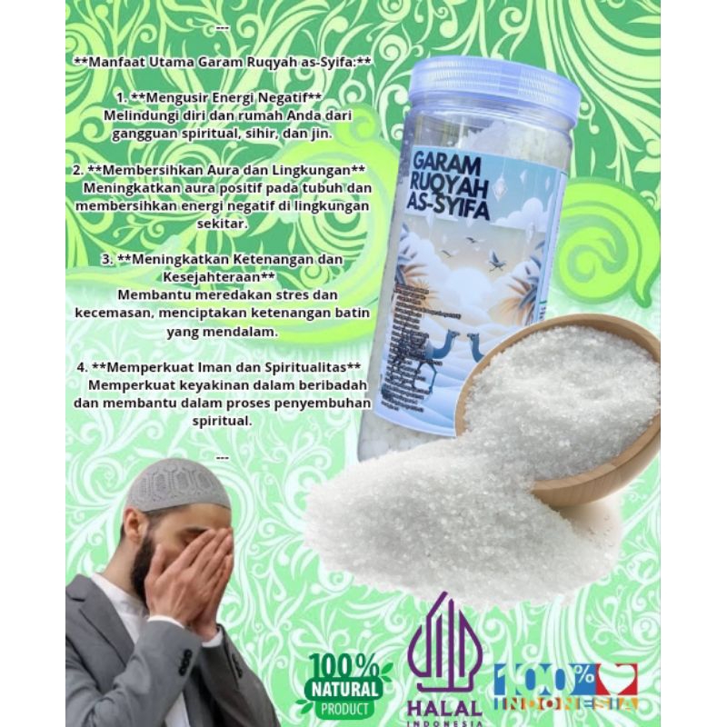 

Garam Ruqyah 1kg - Pengusir Jin dan Sihir, Dibacakan Ayat Suci & Doa