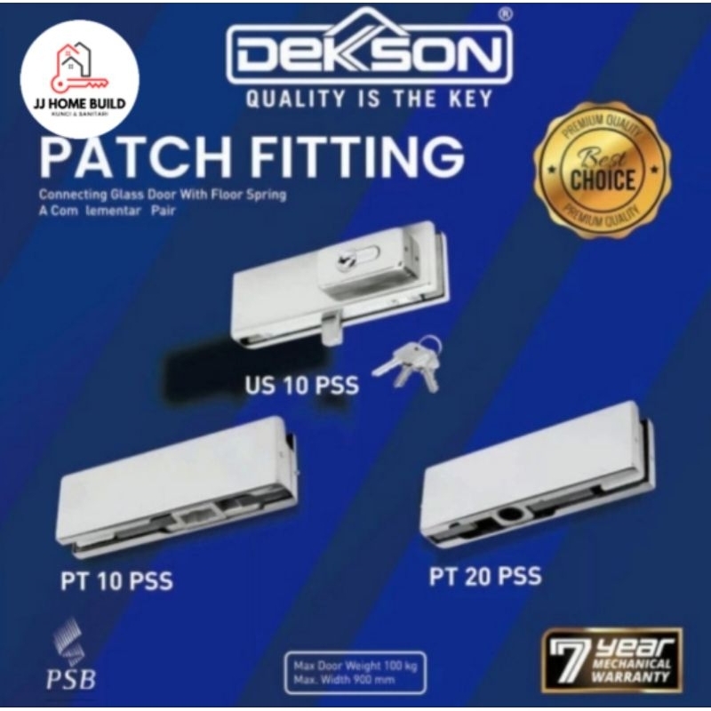 Patch Fitting Dekson Set Dekson Pintu Kaca PT10/ PT20 / US10 + Cylinder