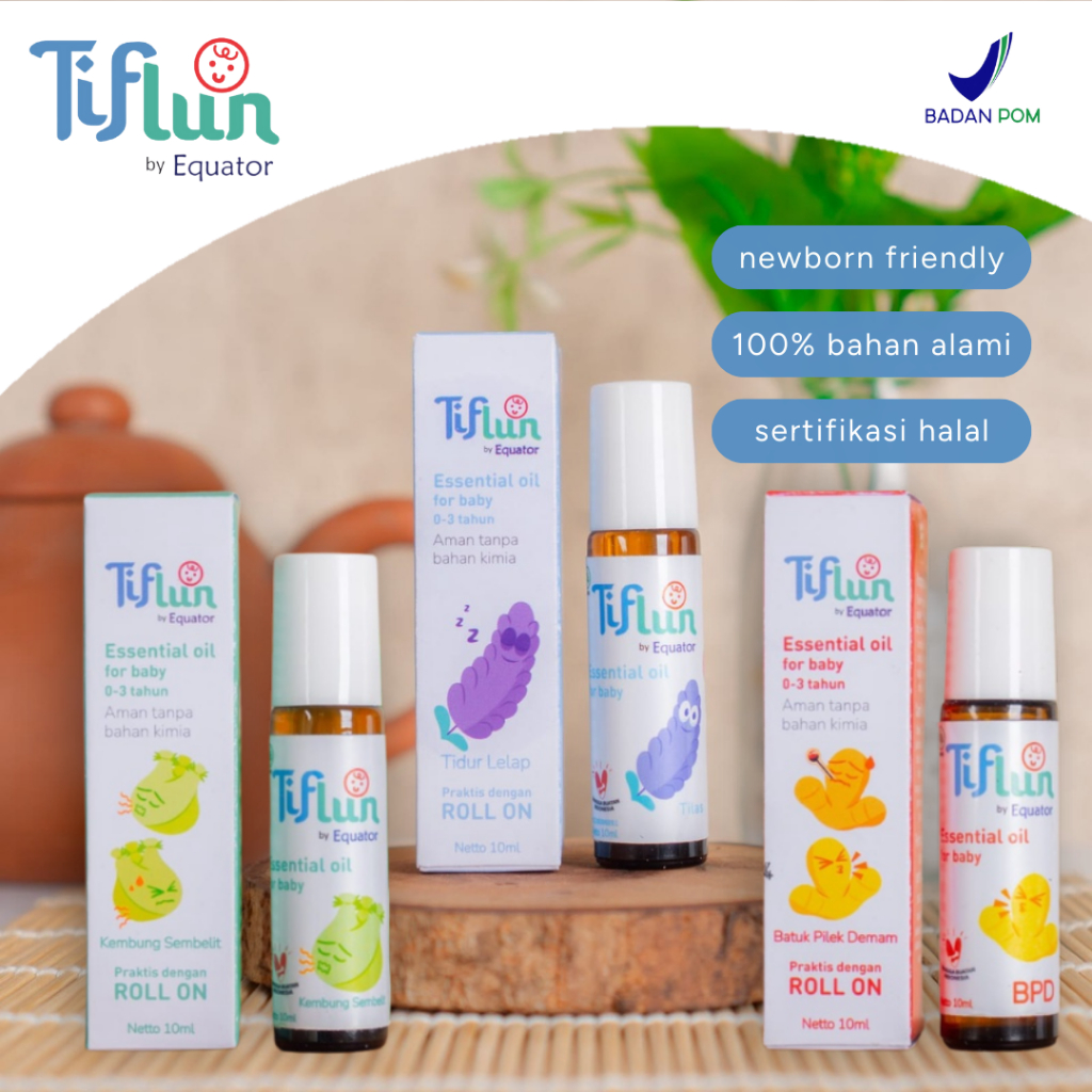 TIFLUN Baby Essential Oil Roll-On 10 ML - Minyak Oles Esensial Bayi Anak Batuk Pilek Demam Kembung