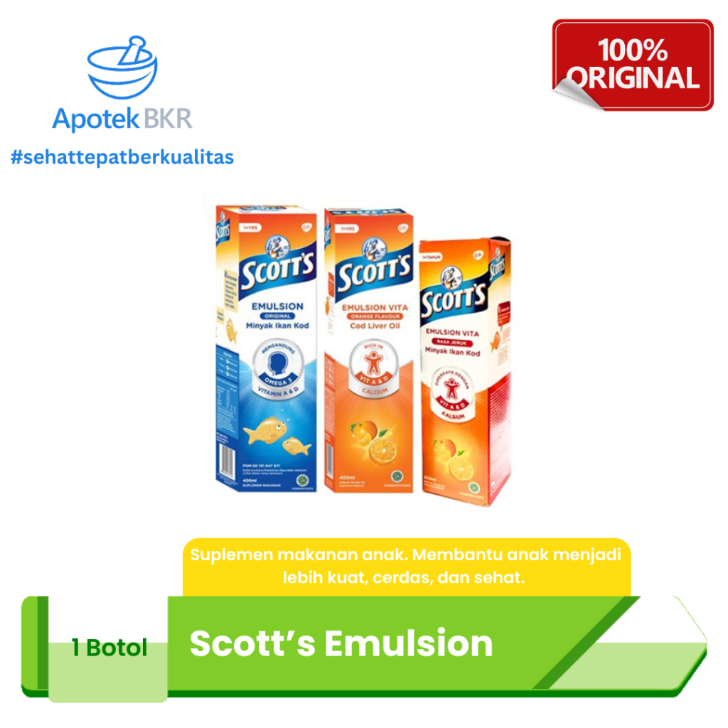 Scotts Emulsion Vitamin Anak Rasa Jeruk dengan Vitamin A dan D + Kalsium