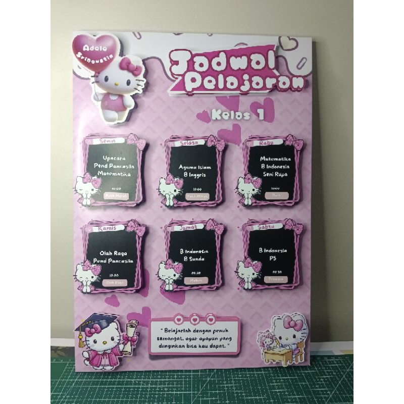 

Jadwal pelajaran 3D design hello kitty bisa custom