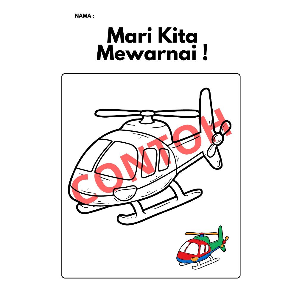 

Template mewarnai untuk anak 3-5 tahun, gambar hitam putih, tinggal print