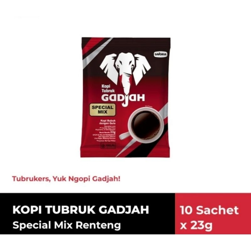 

Kopi Tubruk Gadjah special mix 1 renceng isi 10 sachet