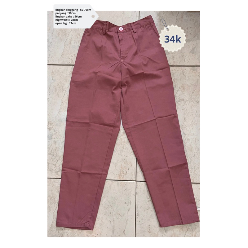celana kantor / kuliah dusty pink