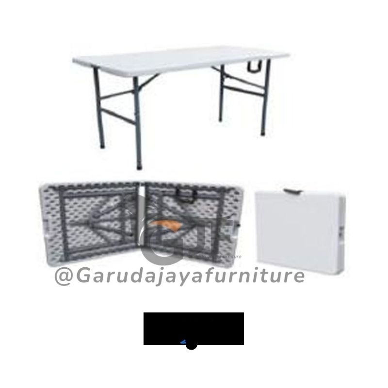 MEJA LIPAT KOPER PUTIH KAKI BESI UNTUK JUALAN / MEJA LIPAT PANJANG KOPER SERBAGUNA / MEJA MAKAN LIPA