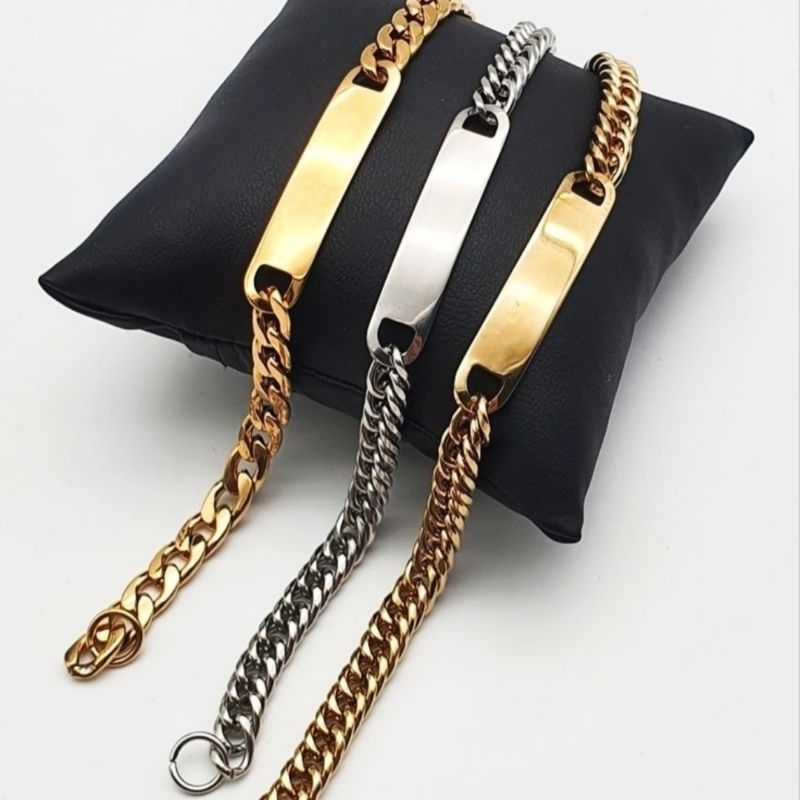 Cod Gelang Titanium Pria Wanita Gelang Titanium Anti Karat Gelang Rantai polos Titanium Original