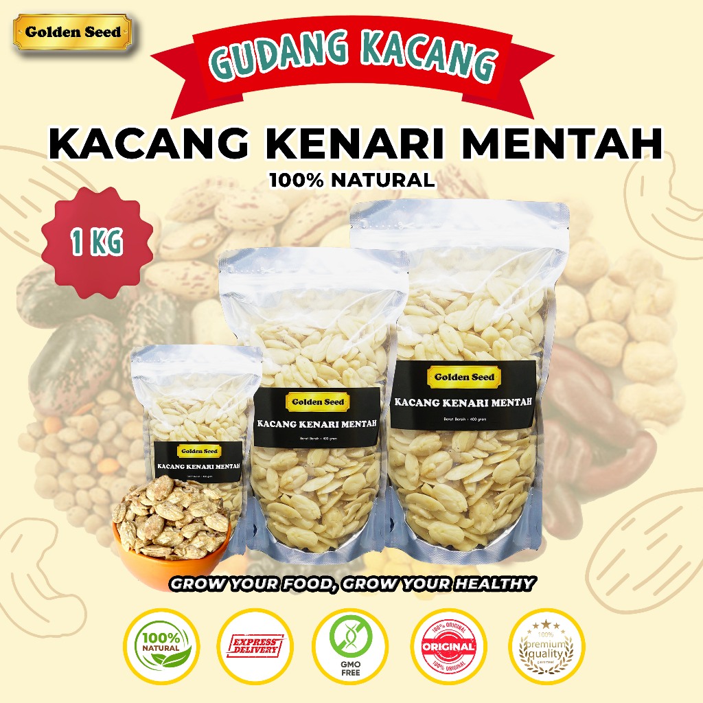 

KACANG KENARI KUPAS UTUH 1000 GR / KACANG KENARI MENTAH 1 KG / KENARI PREMIUM UTUH 1000GR