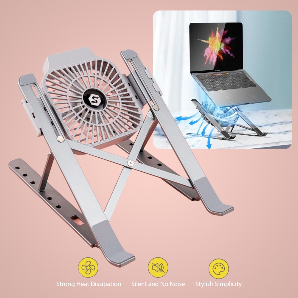 STAND LAPTOP ALUMINUM WITH COOLING FAN FOR 13-17 INCH