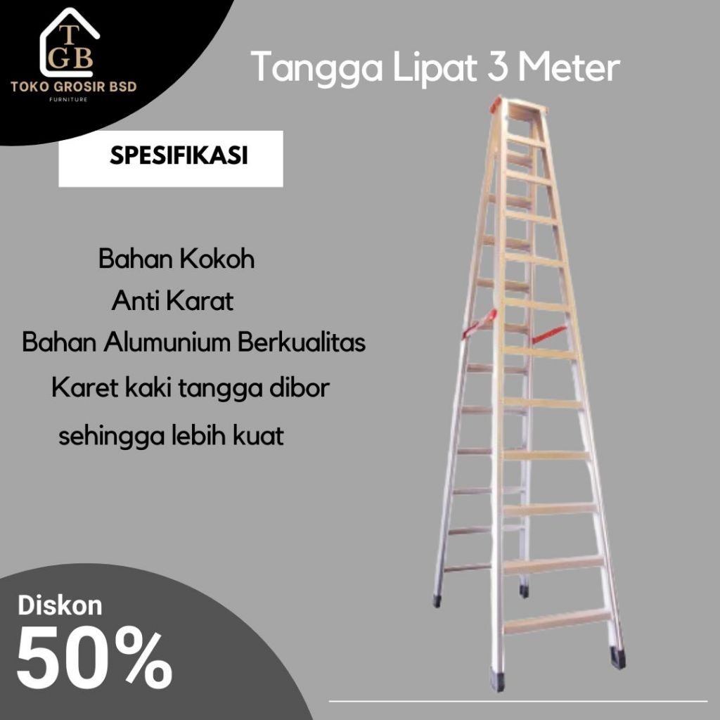 Tangga Lipat 3 meter Tangga Lipat Aluminium Tangga Lipat Premium