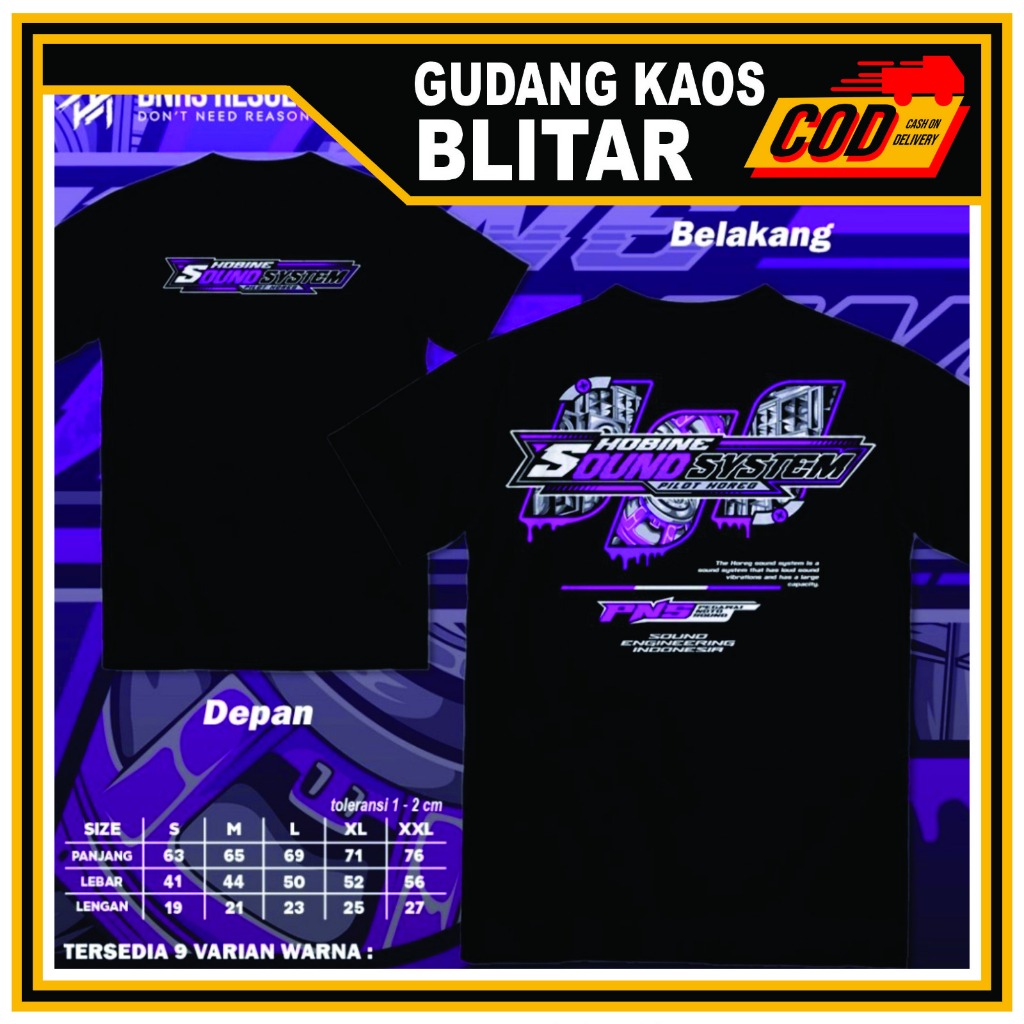 Kaos Distro Ukuran Jumbo Baju Cewek Cowok Dewasa HOBINE SOUND SYSTEM Atasan Fashionable gratis parfu