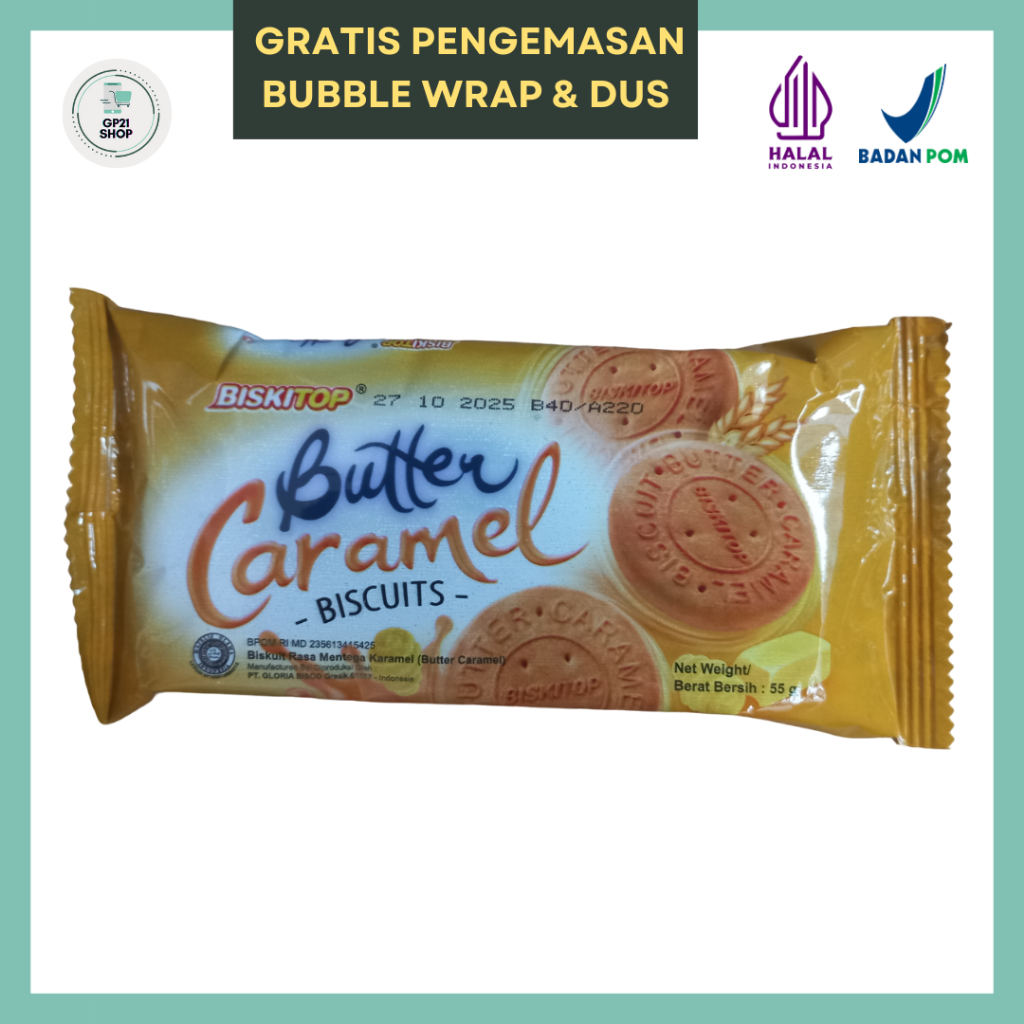 

Biskitop Butter Caramel Biscuits 55gr - Biskuit Mentega Karamel Snack Cemilan Murah Enak