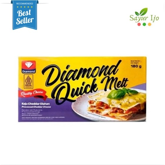 

Diamond Processed Cheddar Cheese QUICK MELT 180 Gram / Pack Keju Olahan Susu Segar Premium Quality HALAL