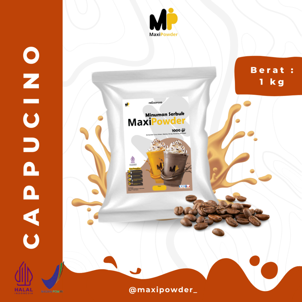 

Bubuk Minuman Rasa Cappucino 1kg / Minuman Kekinian Cappucino Termurah / MaxiPowder