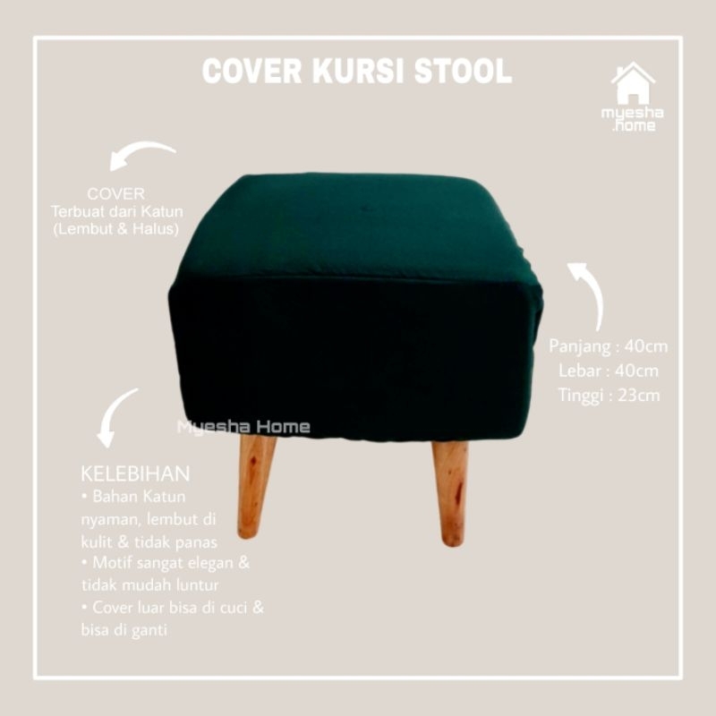 Cover Kursi Stool Kotak / Sarung Kursi Stool Kotak warna Hijau