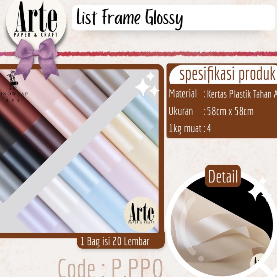 

PRODUK BARU KAMI 2 Lembar List Frame Bingkai Glossy Kertas Buket Korea Bunga Flower Wrapping Paper Kado Arte Grosir Jakarta PPPQ