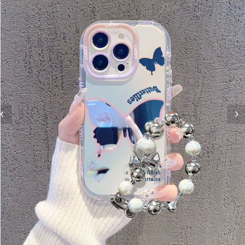 【Beli 2PCS Gratis 1PCS】Gradient Pink Mirror Case Butterfly OPPO A15 A15S A16 A16S A7 A5S A38 A18 A54