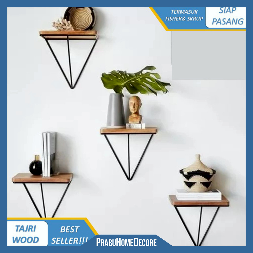 Rak Dinding Segitiga Pot Bunga Taman Hiasan Rumah Rak Pot Aksesoris Dinding Dekorasi Estetik Vintage