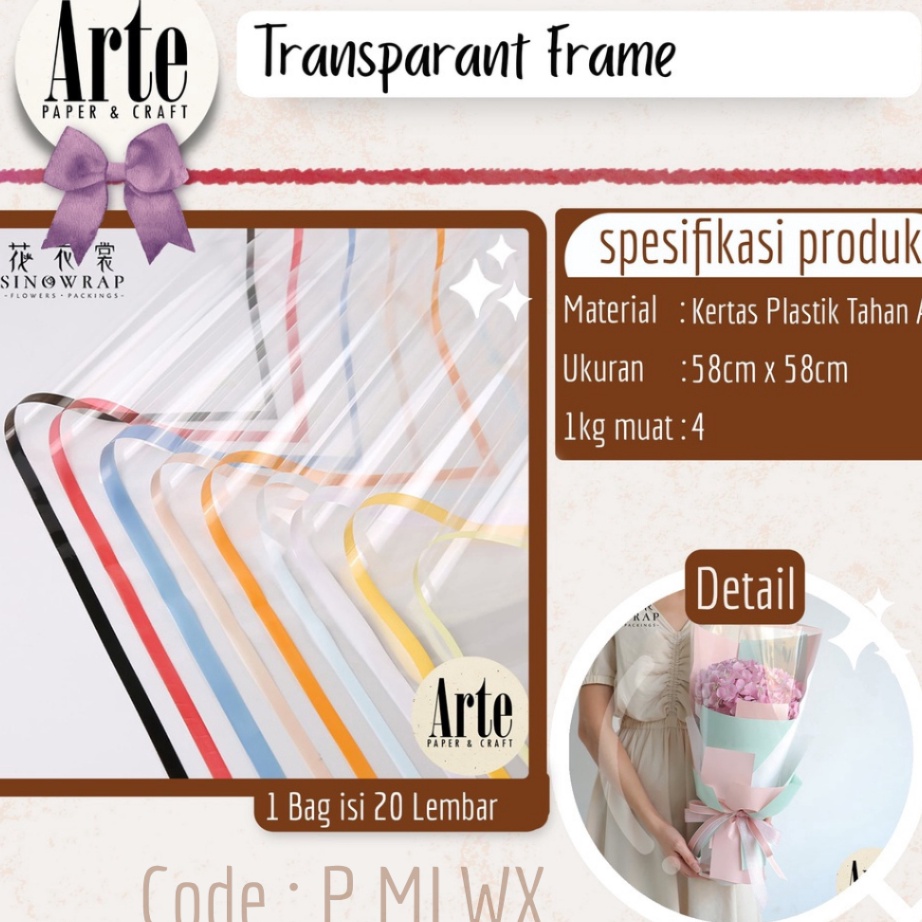 

SERBA SERBI 2 Lembar Cellophane Transparant Frame Bingkai Kertas Buket Korea Bunga Flower Wrapping Paper Kado Arte Grosir Jakarta PMLWX