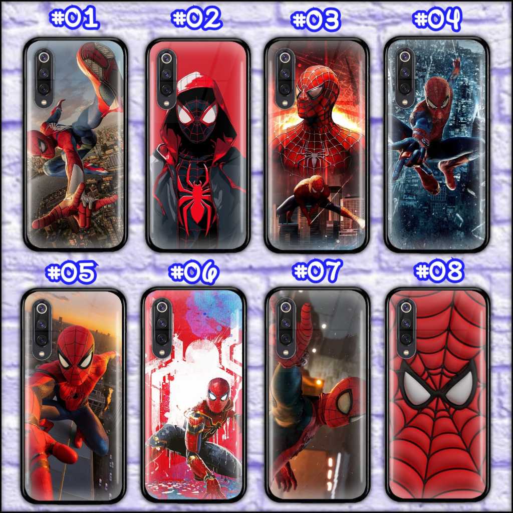 OPPO A91 , A12S , RENO 3 , RENO 3 PRO , RENO 4 PREMIUM SOFT CASE GLASS MOTIF SPIDERMAN