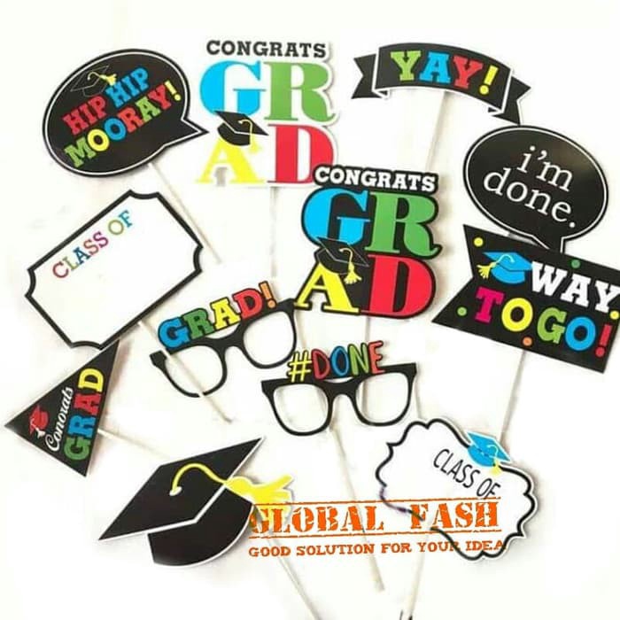 Diskon 2 Member fun props GRADUATION photo boot WISUDA aksesoris poto boot Property  photo booth gra