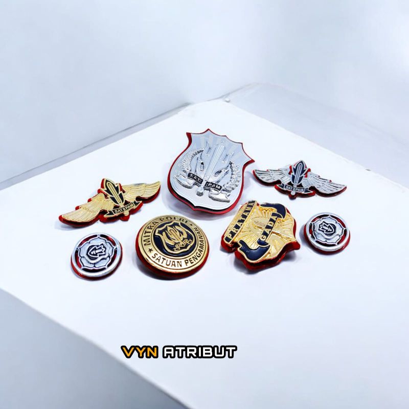 ATRIBUT SATPAM/PIN MITRA POLRI/PIN GADA PRATAMA/PIN GADA MADYA/PIN GADA UTAMA/MONOGRAM SATPAM/KEWENA
