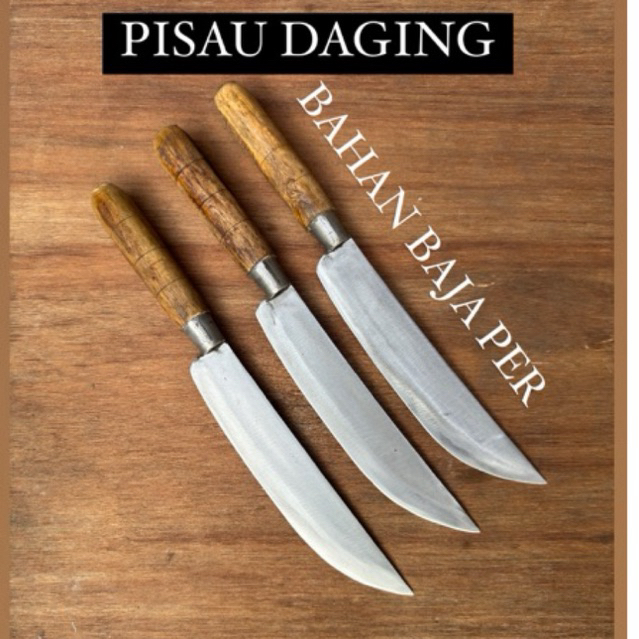 pisau daging mawar baja asli serbaguna bahan baja per ukuran bilah 23cm