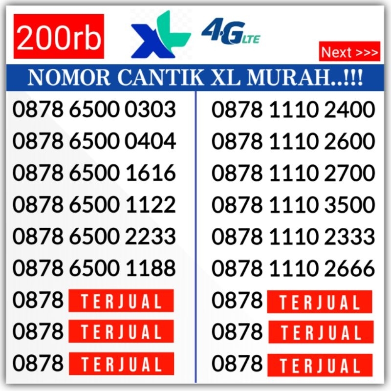 Kartu Perdana Nomor Cantik XL 4G COUPLE ABB ABB 888