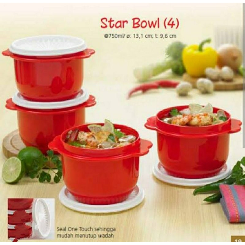 TUPPERWARE TOPLES STAR BOWL MERAH SET(4pc)