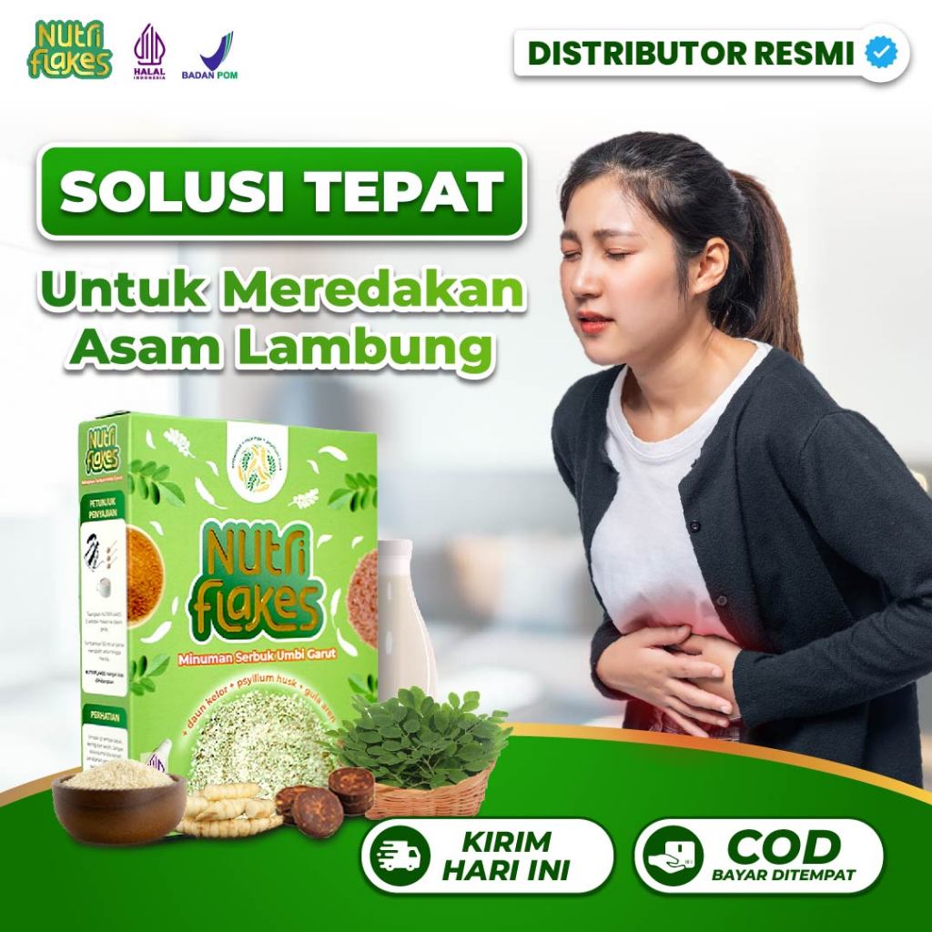 

Nutriflakes Sereal Umbi Garut Asam Lambung Ampuh Mengatasi Asam Lambung Gerd Maag 100% Original