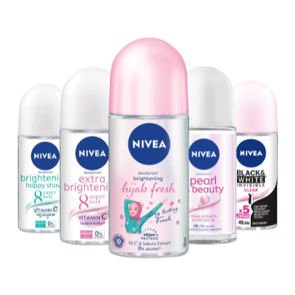Nivea Women / men Deodorant Roll On 50 ML - Black & White/ Extra Brightening/ Pearl & Beauty/ Hijab 