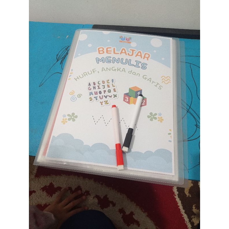 Buku worksheet anak tk paud belajar menulis abjad angka dan garis