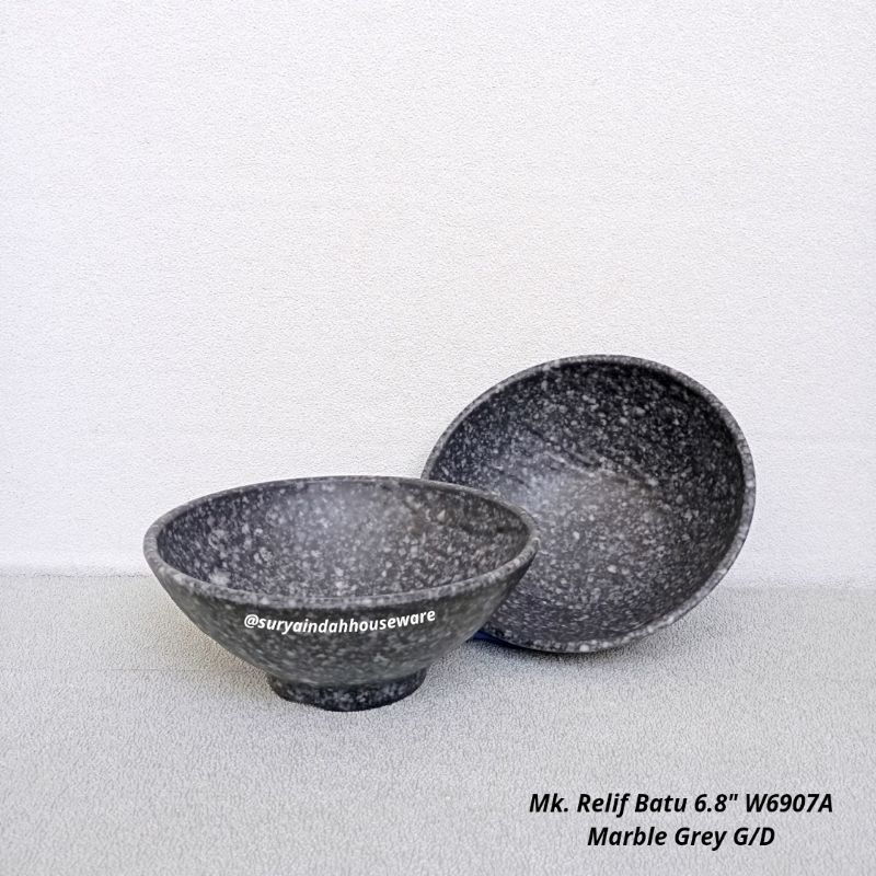 Mangkok Relief Batu W6907A Marble Grey / Mangkuk Melamin