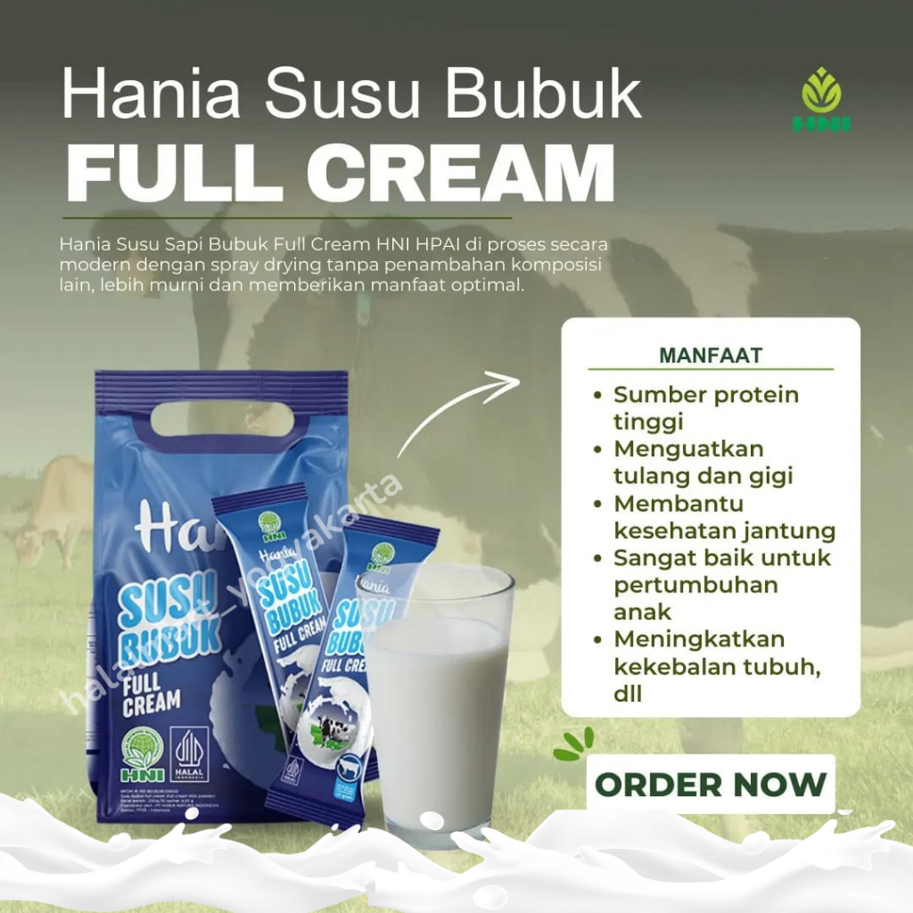 

SUMBER PROTEIN TINGGI- HANIA SUSU SAPI BUBUK FULL CREAM