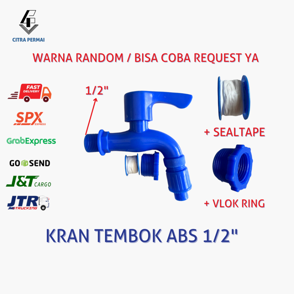 KRAN AIR TEMBOK ABS 1/2" / KRAN AIR PLASTIK AWET / KRAN KAMAR MANDI / KRAN TAMAN / KRAN WASTAFEL