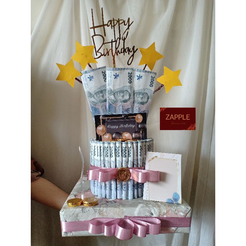 MONEY CAKE UANG ASLI 2RB SIMPLE DESAIN