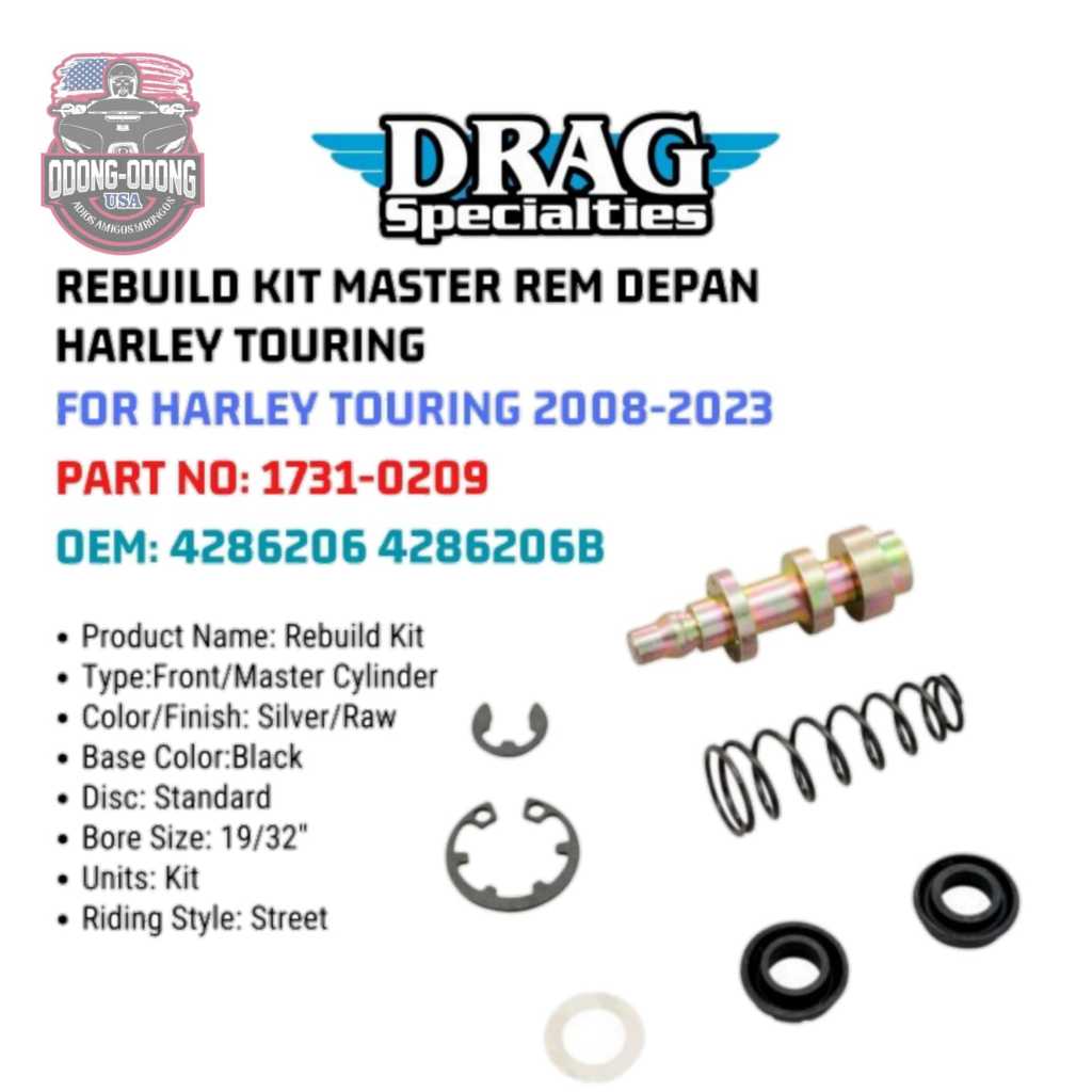 REBUILD KIT MASTER REM DEPAN HARLEY TOURING FOR HARLEY TOURING 2008-2023 1731-0209 OEM 4286206 42862