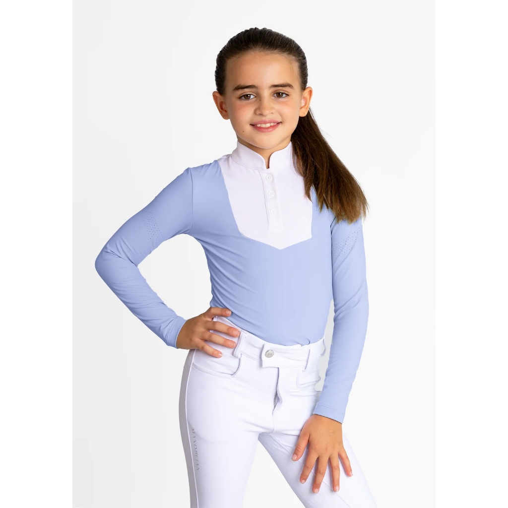 Baju Kompetisi Berkuda Anak Maximilian Sienna YR Long Sleeve Competition Shirt Equestrian
