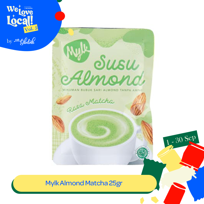 

Mylk Almond Matcha 25gr Susu Kacang Almon Lactose Dairy Free Vegan