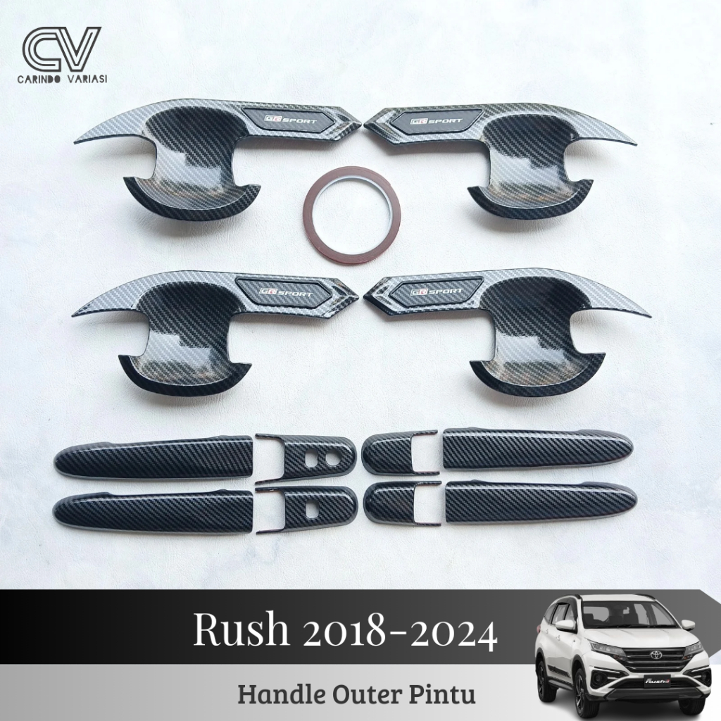 Paket Cover Handle Outer Pintu Mobil Rush Gr Sport 2018 - 2024 Carbon