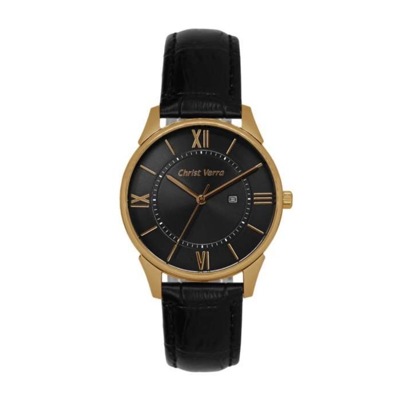 Jam Tangan Wanita CHRIST VERRA CV 71151L-25 BLK Leather Strap