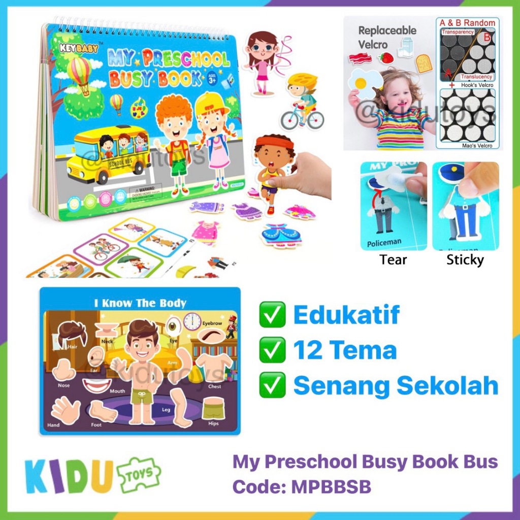 Buku Aktivitas Anak Busy Book 12 Tema My Preschool Busy Book School Bus Kidu Baby