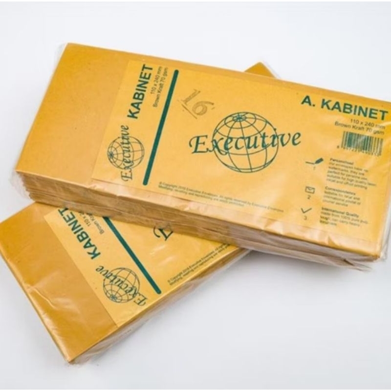 

AMPLOP COKLAT Cabinet Merk Executive Ukuran 11x24 cm Isi 100 Lembar/Pack