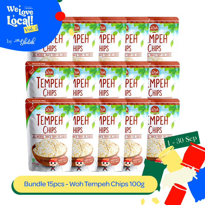 

Bundle 15pcs - Woh Tempeh Chips 100gr Snack Keripik Tempe Gluten Free | Rak Sebelah