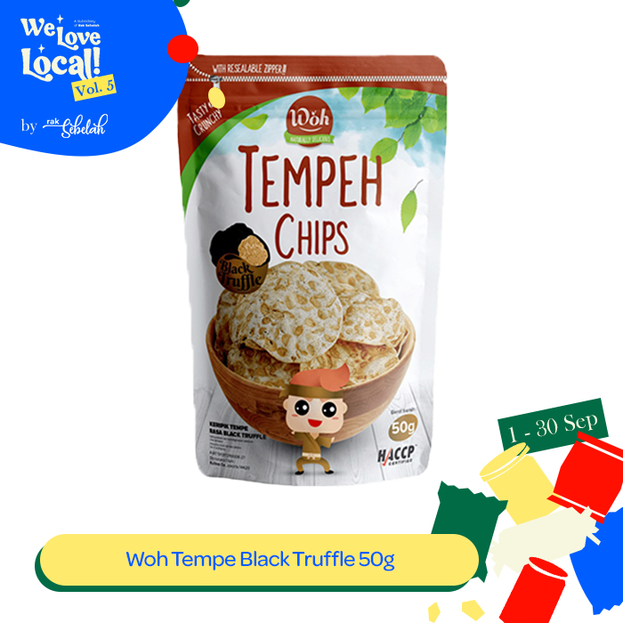 

Woh Tempeh Chips Black Truffle 50gr - Keirpik Tempe Premium | Gluten Free | Rak Sebelah