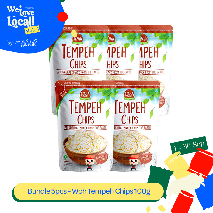 

Bundle 5pcs - Woh Tempeh Chips 100gr | Snack Keripik Tempe Gluten Free | Camilan Asin Gurih | Halal | Rak Sebelah