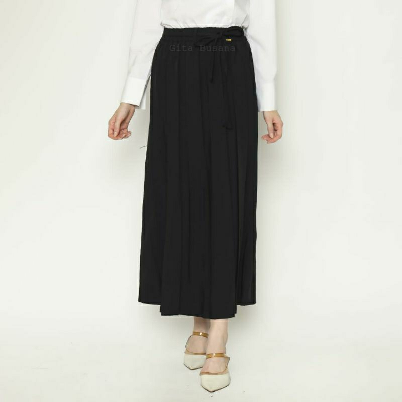 Rok Hitam Panjang Plisket Premium Rok Kerja Plisket Rok Kerja Plisket Bahan Tebal Ori Rok Kantor Pli