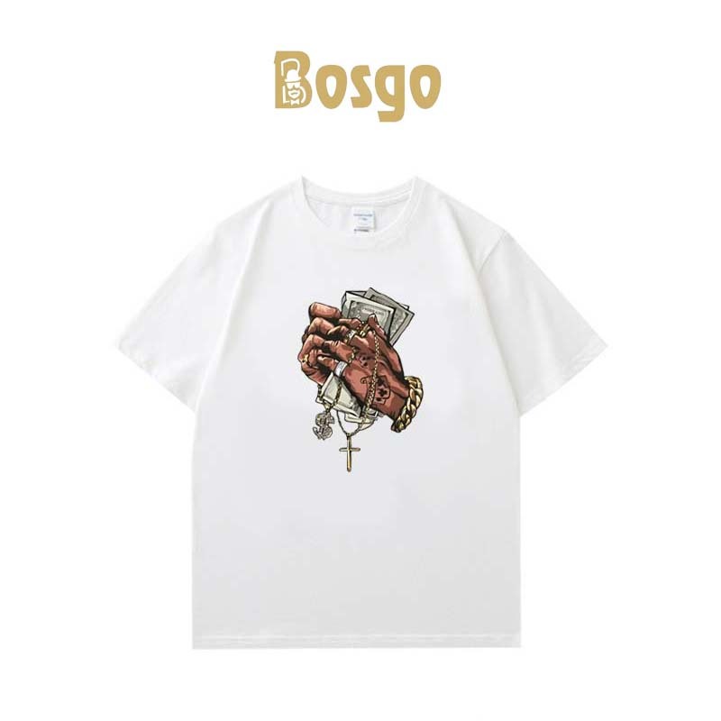 Bosgo Korean Style Print T-shirt Oversize T-shirt Baju Oversize Distro Kaos Pria Wanita