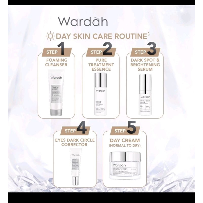 LeniaBTM Wardah crystal secret series foaming cleanser, pure treatment essence, dark spot brightenin