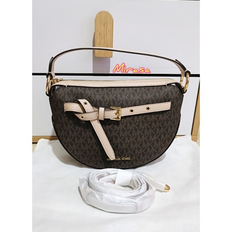 Preloved VVGC Michael Kors MK Emilia Half Moon Crossbody Bag